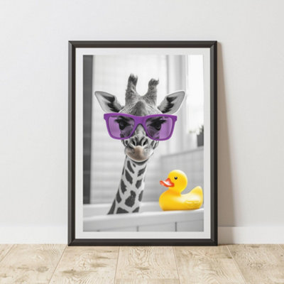 60 Second Makeover Limited Giraffe Purple Glasses Quirky Animal Print A3 Size from B&Q