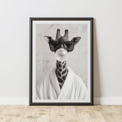 60 Second Makeover Limited Giraffe Bubble Gum Quirky Animal Print A3 Size from B&Q