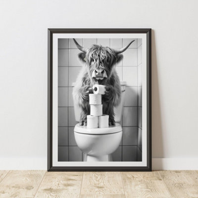 60 Second Makeover Limited Highland Cow Toilet Rolls Quirky Animal Print A3 Size from B&Q