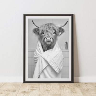 60 Second Makeover Limited Highland Cow Towel Quirky Animal Print A3 Size from B&Q