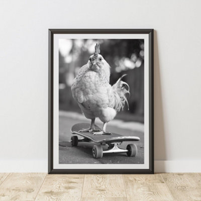 60 Second Makeover Limited Chicken Skateboarding Print A4 Size from B&Q
