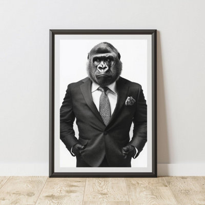 60 Second Makeover Unisex Multicolor Gorilla In Suit & Tie Print | Size: A3 - Image 2