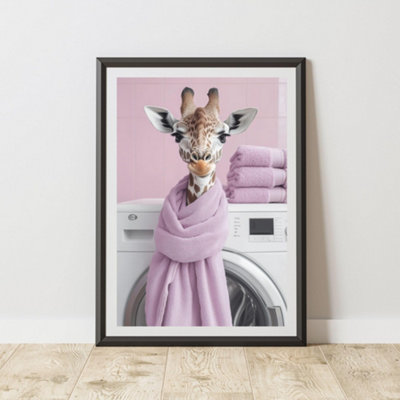 60 Second Makeover Limited Giraffe Lilac Towel Print A3 Size from B&Q