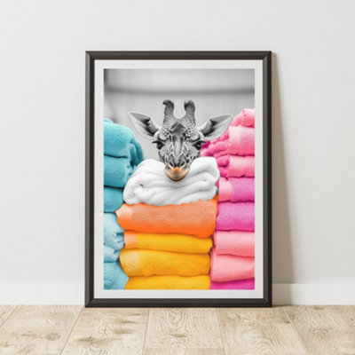 60 Second Makeover Limited Giraffe Colourful Towels Print A3 Size from B&Q