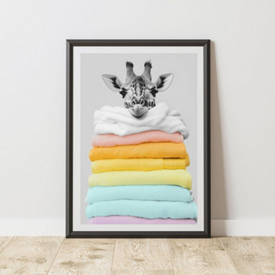 60 Second Makeover Limited Giraffe Pastel Towels Print A3 Size from B&Q