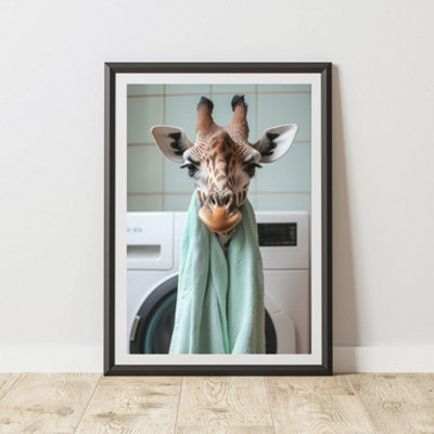 60 Second Makeover Limited Giraffe Green Towel Print A3 Size from B&Q