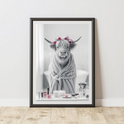 B&Q -  Highland Cow Makeup Dressing Table  Print A3 Size - Image 3