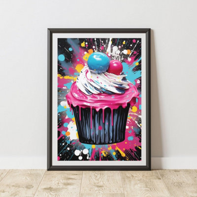 B&Q -  Cupcake Pop Art Prints For Walls Urban Street Art Aesthetic Posters A4 Size