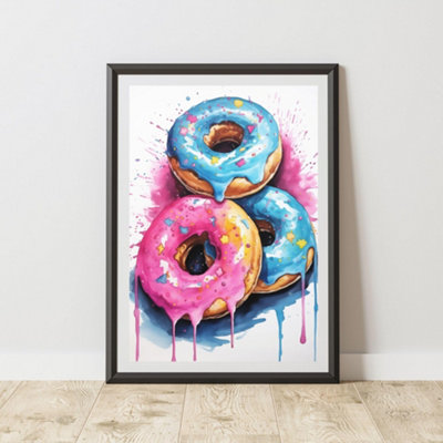 B&Q -  Donuts Pop Art Prints For Walls Urban Street Art Aesthetic Posters A4 Size