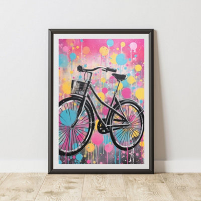 B&Q -  Bike Pop Art Prints For Walls Urban Street Art Aesthetic Posters A3 Size