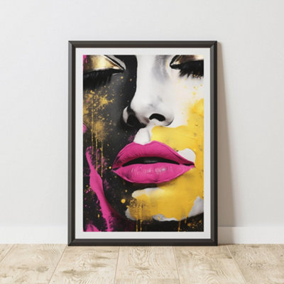 B&Q -  Face Gold Eyeshadow Pop Art Prints For Walls A4 Size