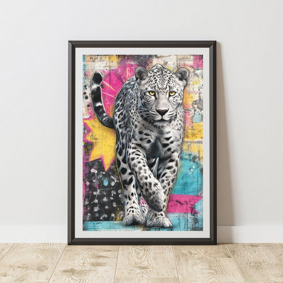 B&Q -  Cheetah Graffiti Print Urban Street Art Poster Junk Journal A3 Size