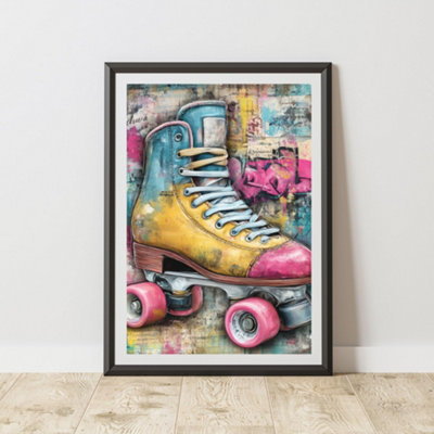 B&Q -  Roller Boot Graffiti Print Urban Street Art Poster Junk Journal A4 Size