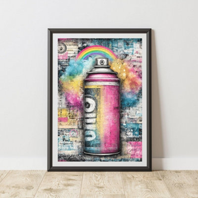 B&Q -  Graffiti Can Print Urban Street Art Poster Junk Journal A4 Size