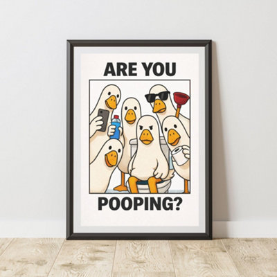 60 Second Makeover Limited Funny Silly Goose Bathroom Wall Art Toilet Humour A3 Size from B&Q