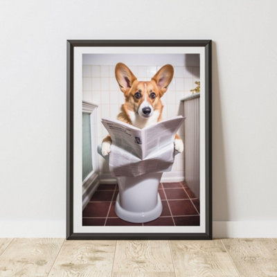 60 Second Makeover Limited Corgi On The Toilet Print A4 Size from B&Q