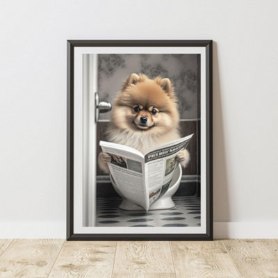 60 Second Makeover Limited Pomeranian On The Toilet Print A3 Size from B&Q