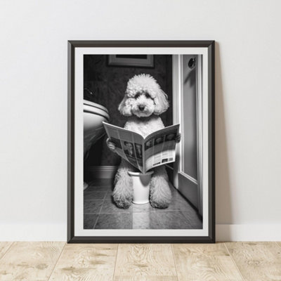 60 Second Makeover Limited Poodle On The Toilet Print A3 Size from B&Q