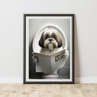60 Second Makeover Limited Shih Tzu On The Toilet Print A3 Size from B&Q
