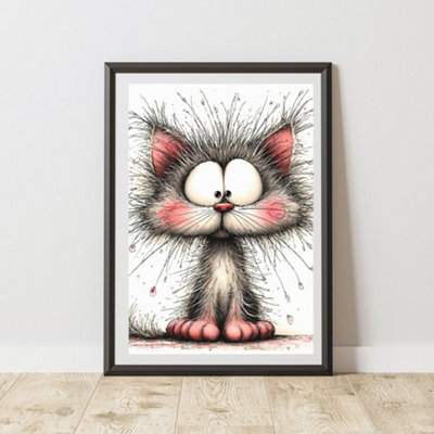 60 Second Makeover Limited Quirky Cat Print Poster Wall Art A3 Size from B&Q