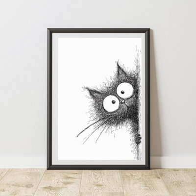 60 Second Makeover Limited Peeking Black Cat Print Poster Wall Art Wall Prints Cute Room Decor Nursery Decor Bedroom Accessories Posters Pictures Black Cat Gifts Nursery Decoration - A3 - Image 3