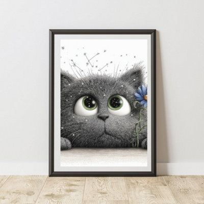 60 Second Makeover Limited Peeking Galaxy Cat Print Poster Wall Art A4 Size from B&Q