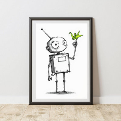 60 Second Makeover Limited Robot Sketch Print Wall Art Poster A3 Size from B&Q