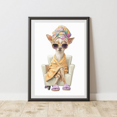 60 Second Makeover Limited Water Colour Chihuahua Pamper Print Wall Art Poster A3 Size from B&Q