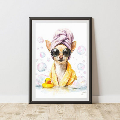 60 Second Makeover Limited Water Colour Chihuahua Print Wall Art Poster A3 Size from B&Q
