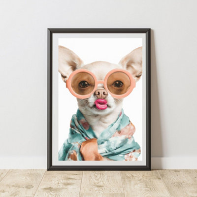 60 Second Makeover Limited Chihuahua Lipstick Print Wall Art Poster A3 Size from B&Q