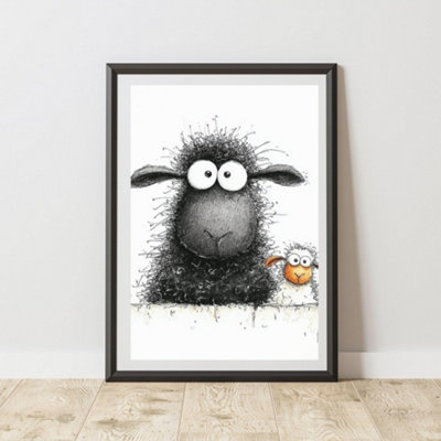 60 Second Makeover Limited Black Sheep And Daisy Print Wall Art Poster A3 Size from B&Q