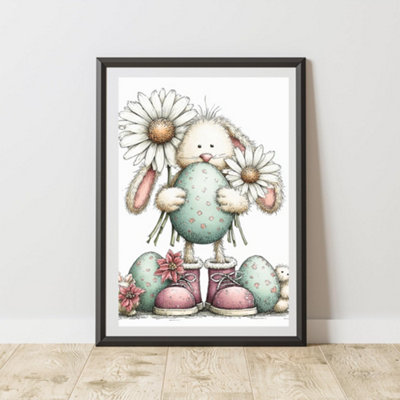 60 Second Makeover Limited Easter Bunny Print Wall Art Poster A4 Size from B&Q