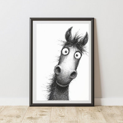 60 Second Makeover Limited Peeking Horse Print Wall Art Poster A4 Size from B&Q