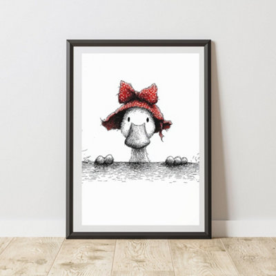 60 Second Makeover Limited Peeking Goose Print Wall Art Poster A3 Size from B&Q