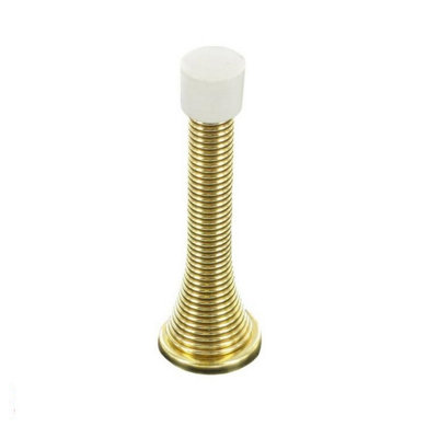 Securpak Br Plated Spring Door Stop (Pack Of 10) Gold/white (75mm) from B&Q
