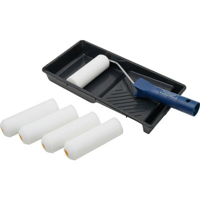 B&Q -  For The Trade Medium Pile Gloss Paint Roller Set (Pack Of 7) White/black (One Size)