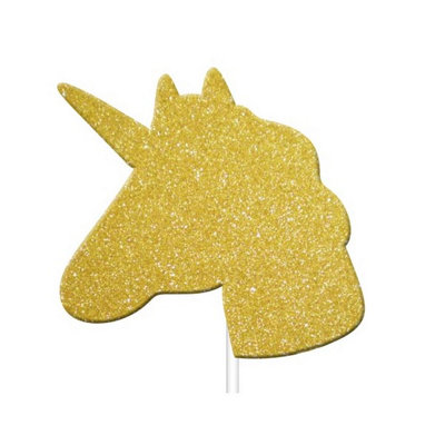 B&Q Gold Anniversary House Unicorn Glitter Cupcake Topper (Pack Of 12) (One ) Size 12