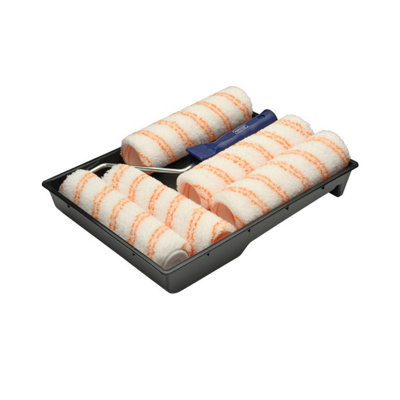 B&Q -  For The Trade Medium Pile Paint Roller Set (Pack Of 7) White/black/orange (One Size)