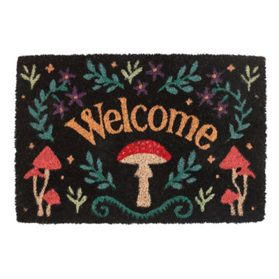  - Something Different Welcome Mushroom Door Mat Black (One Size)