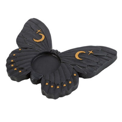 Something Different Moth Tealight Holder Black (One Size) from B&Q