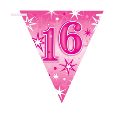 Qualatex Sparkle 16Th Birthday Bunting Pink/white (One Size) from B&Q