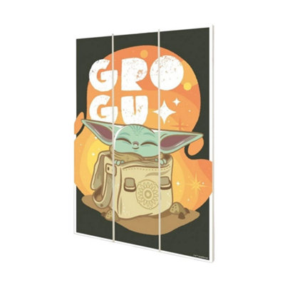 Star Wars: The Mandalorian Cuteness Grogu Print Black/orange/green (29.5Cm X 20Cm) from B&Q
