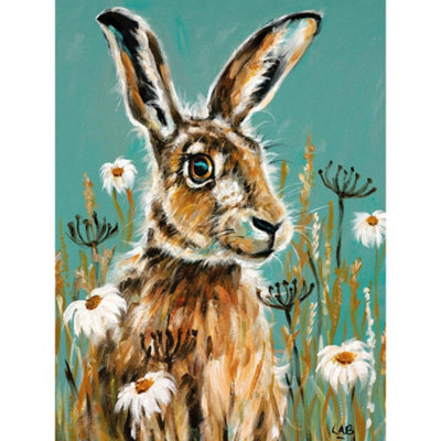 Louise Brown Watching Canvas Print Green/brown/white (80Cm X 60Cm) from B&Q