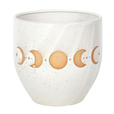 B&Q Something Different Moon Phases Plant Pot Off (One Size) White/Brown