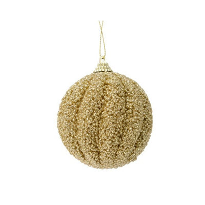 B&Q -  Foam Glitter Bauble Light Gold (8Cm)