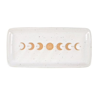Something Different Moon Phases Ceramic Trinket Dish - White/Brown - Image 3