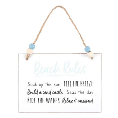 Something Different Beach Rules Hanging Sign - White/Black - Image 3