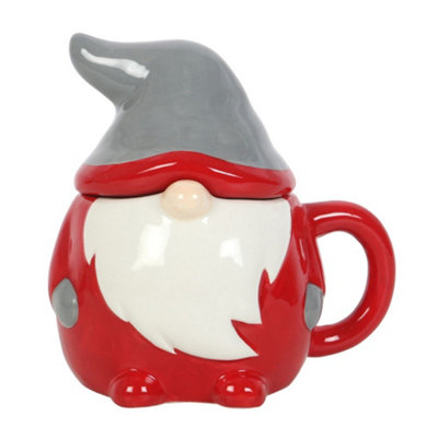 B&Q Red/Grey Something Different Gonk Lidded Christmas Mug (One ) 13Cm
