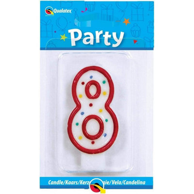 Qualatex Polka Dot 8Th Birthday Birthday Candle Multicoloured (One Size) from B&Q