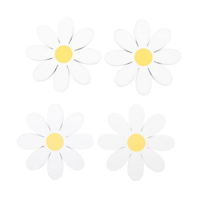 Something Different Spring Time Daisy Coaster (Pack Of 4) White/yellow (One Size) from B&Q